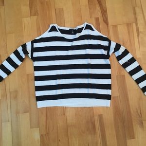 Black and white striped cotton sweater.